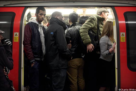 Passengers taking the London Underground